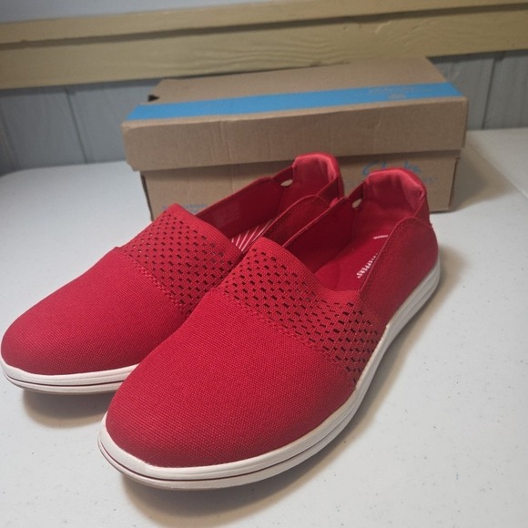 Clarks Shoes - Womens Clarks Cloud Stepper Breeze Vibe Cherry Red Slip-ons Shoes Size 9 W New